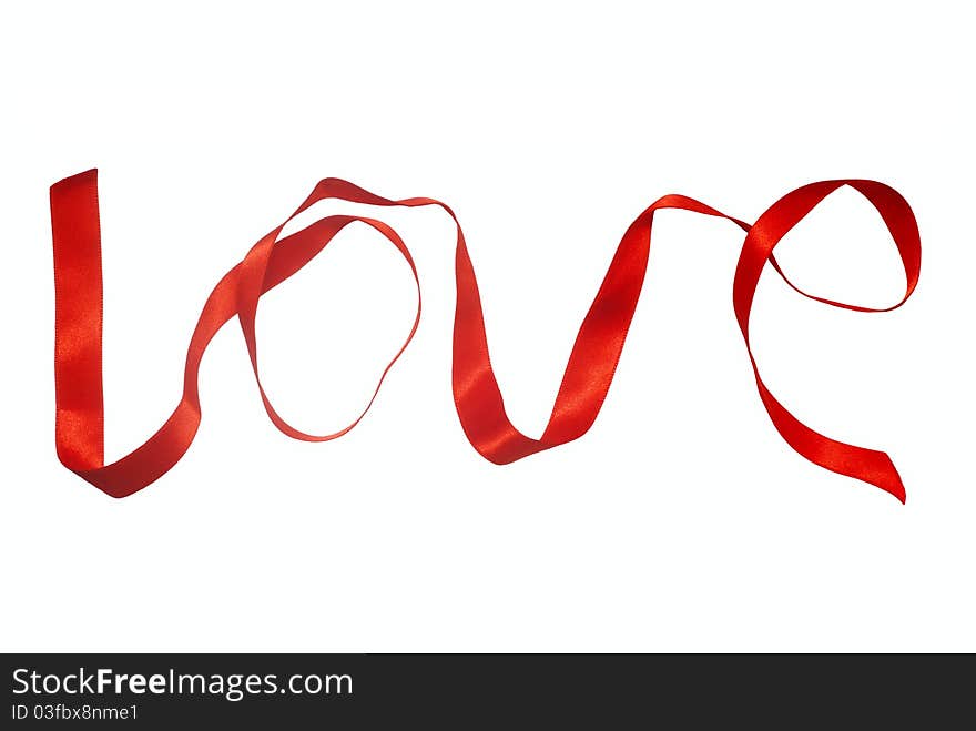 Word Love Made Of Red Ribbon