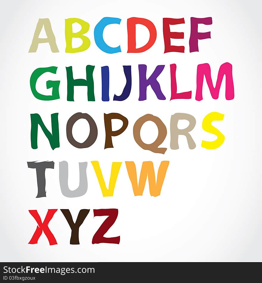 Hand lettered color alphabet - illustration. Hand lettered color alphabet - illustration