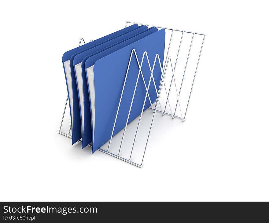 Three office folders  on a white background. Three office folders  on a white background