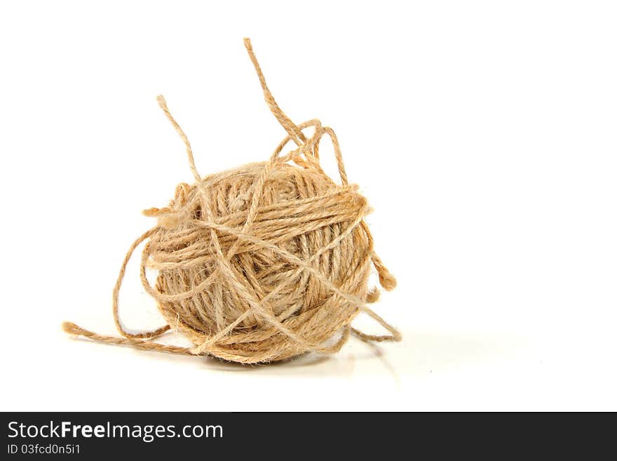 Ball of rope isolated on white background