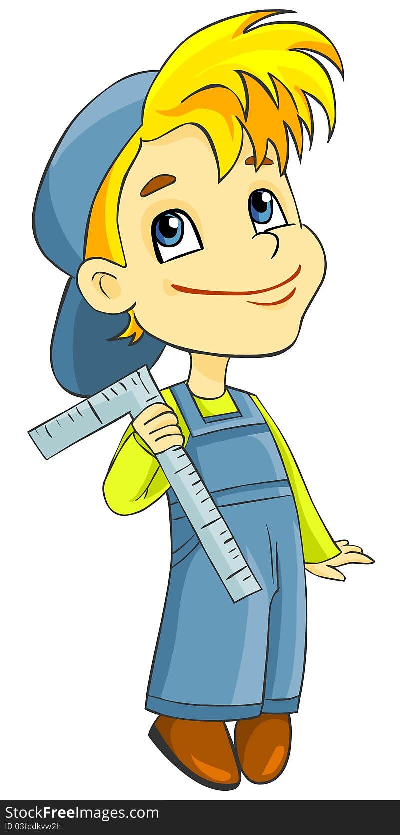 Boy In Overalls With A Ruler