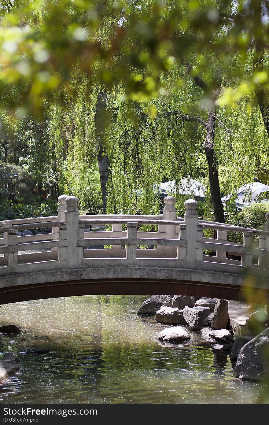 Small Bridge Over The Flowing Stream