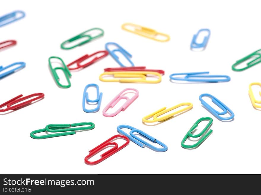 Paper clips on a white background. Paper clips on a white background