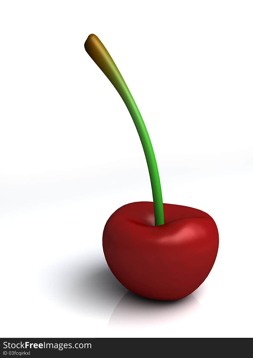 Sweet Red big Cherry in 3D. Sweet Red big Cherry in 3D