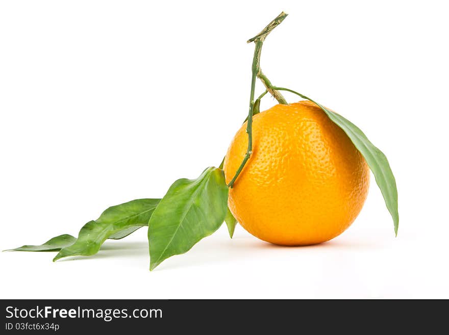 Orange Isolated on white background with leaves. Orange Isolated on white background with leaves