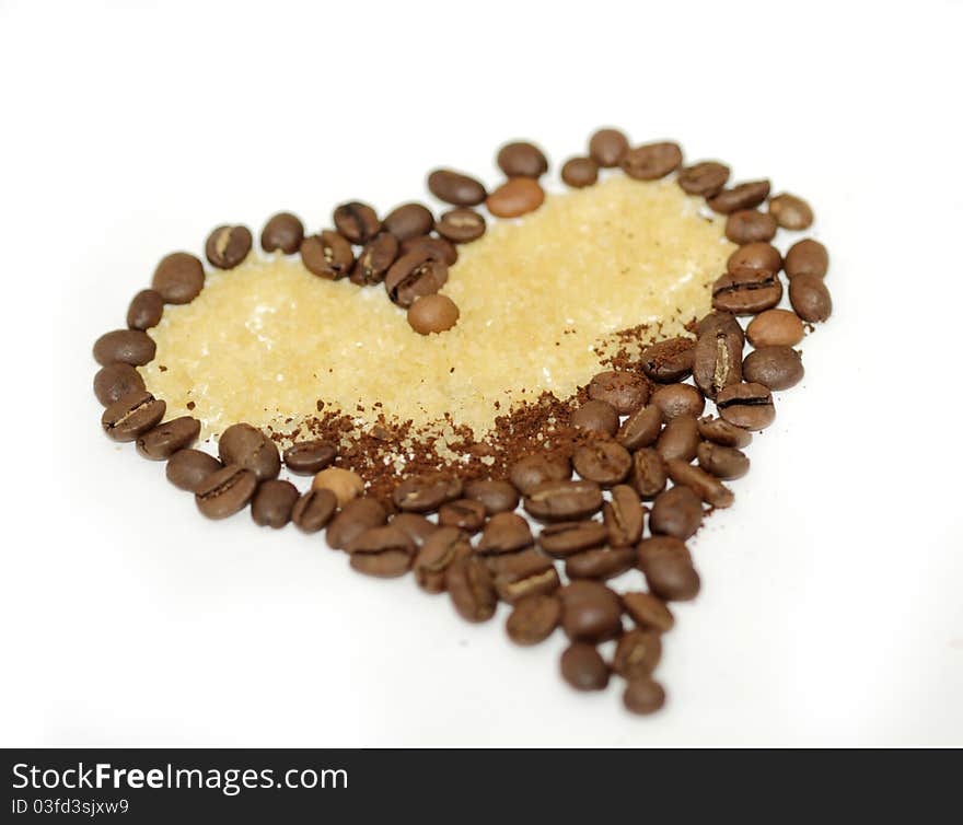 Heart of coffee beans