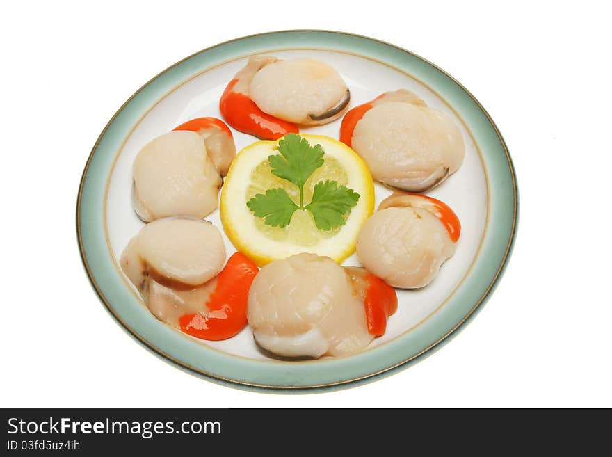 Scallops on plate