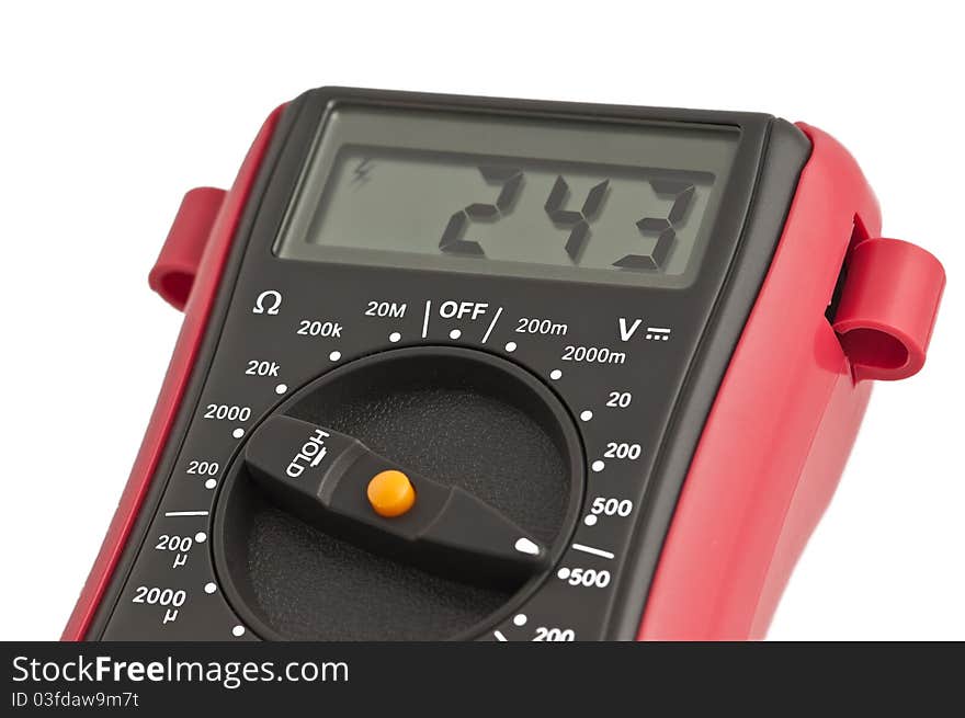 Digital multimeter measures the voltage in an electrical network