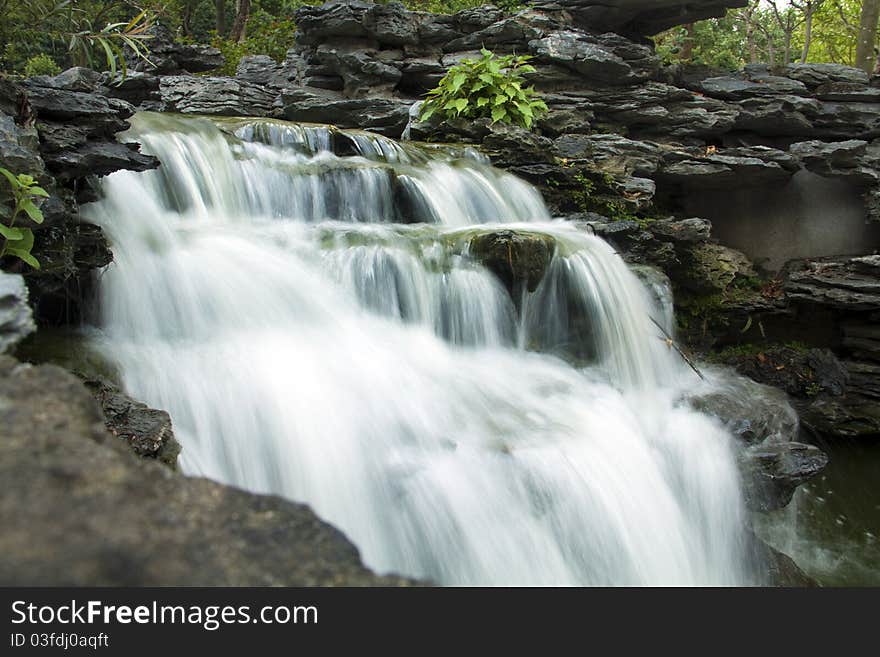 In the fall of the stream.