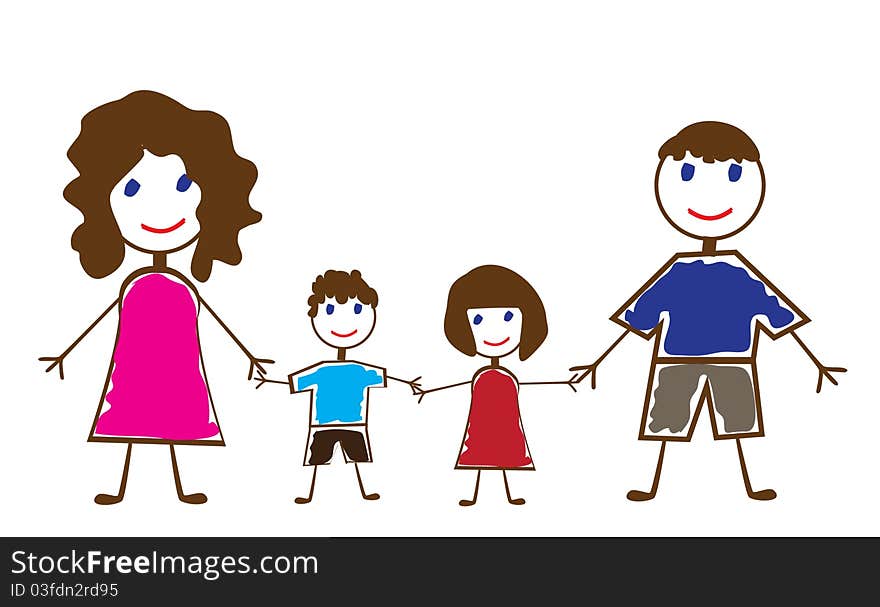 Illustration of funny family of people. Illustration of funny family of people