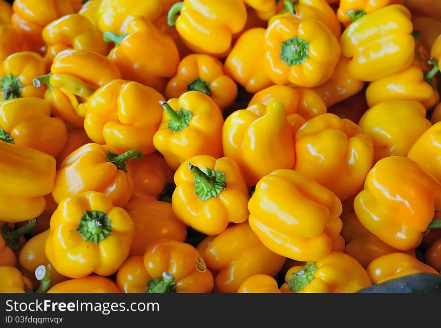 Closeup Of Yellow Peppers