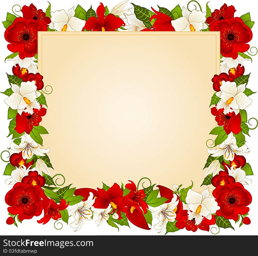 Abstract light background with flowers for a design