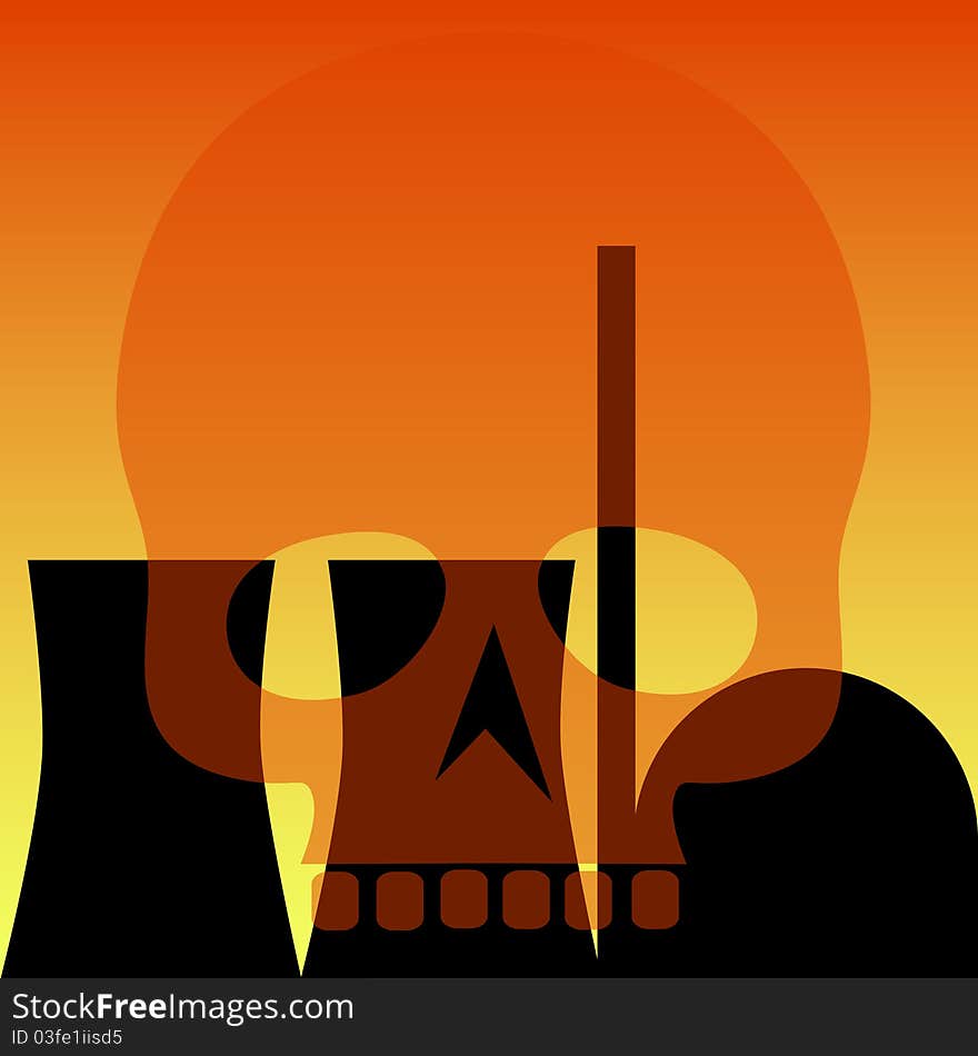 Silhouette of a nuclear power station and a transparent skull. Available as EPS-File. Silhouette of a nuclear power station and a transparent skull. Available as EPS-File