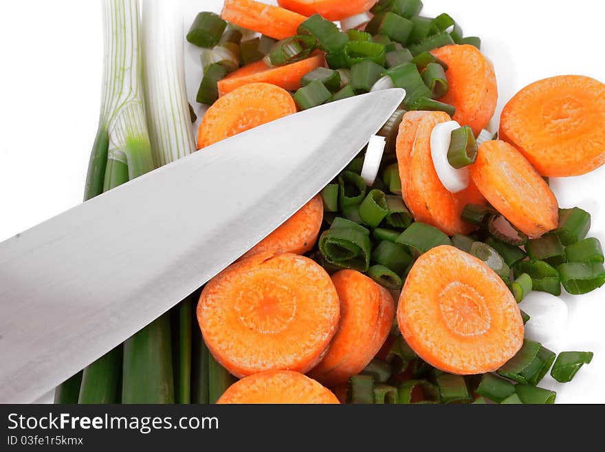 Serrated vegetables on plate