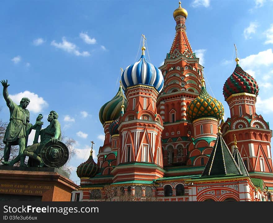 Monument and Saint Basil's Cathedral in the Red Square,Moscow. Monument and Saint Basil's Cathedral in the Red Square,Moscow.