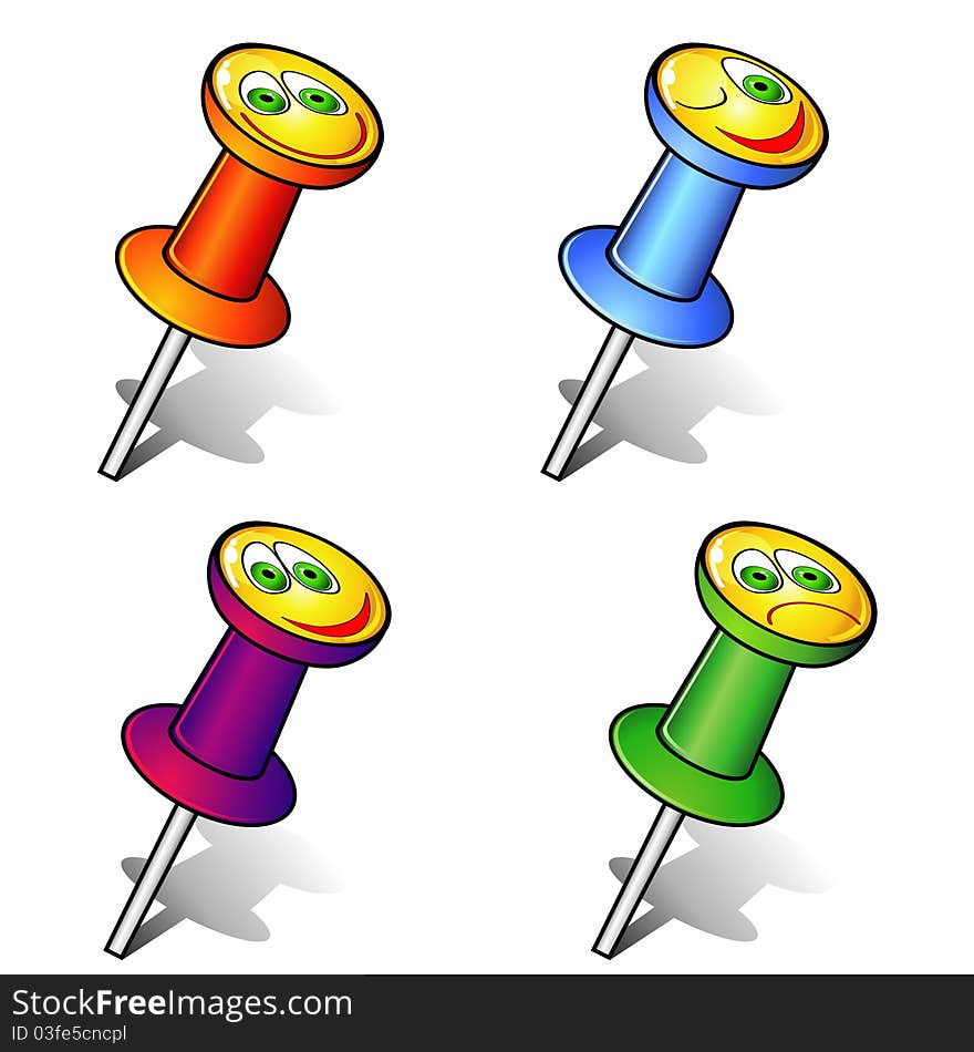 Smiling pushpins