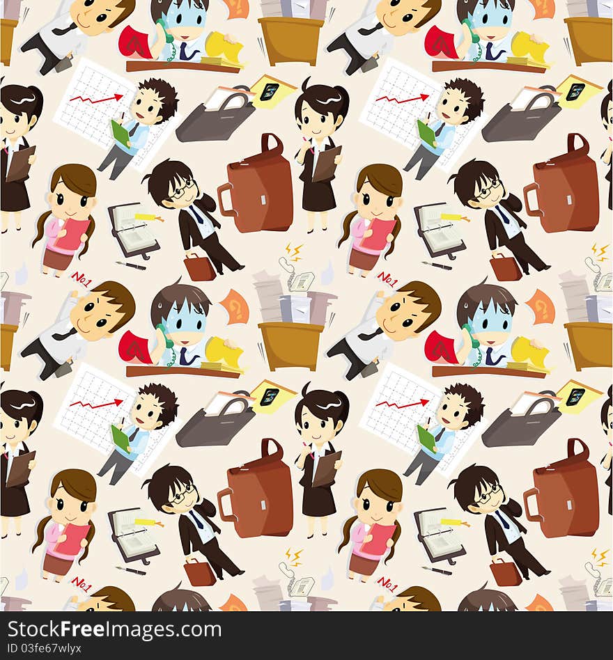 Seamless cartoon office worker pattern,vector drawing