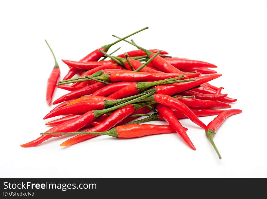 Red chili peppers on a white background