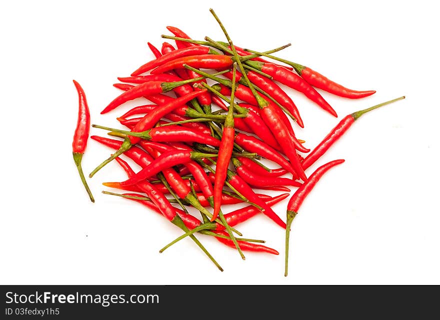 Red chili peppers on a white background