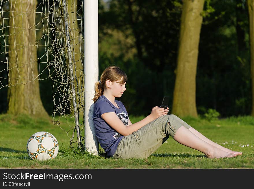 Girl playing computer game