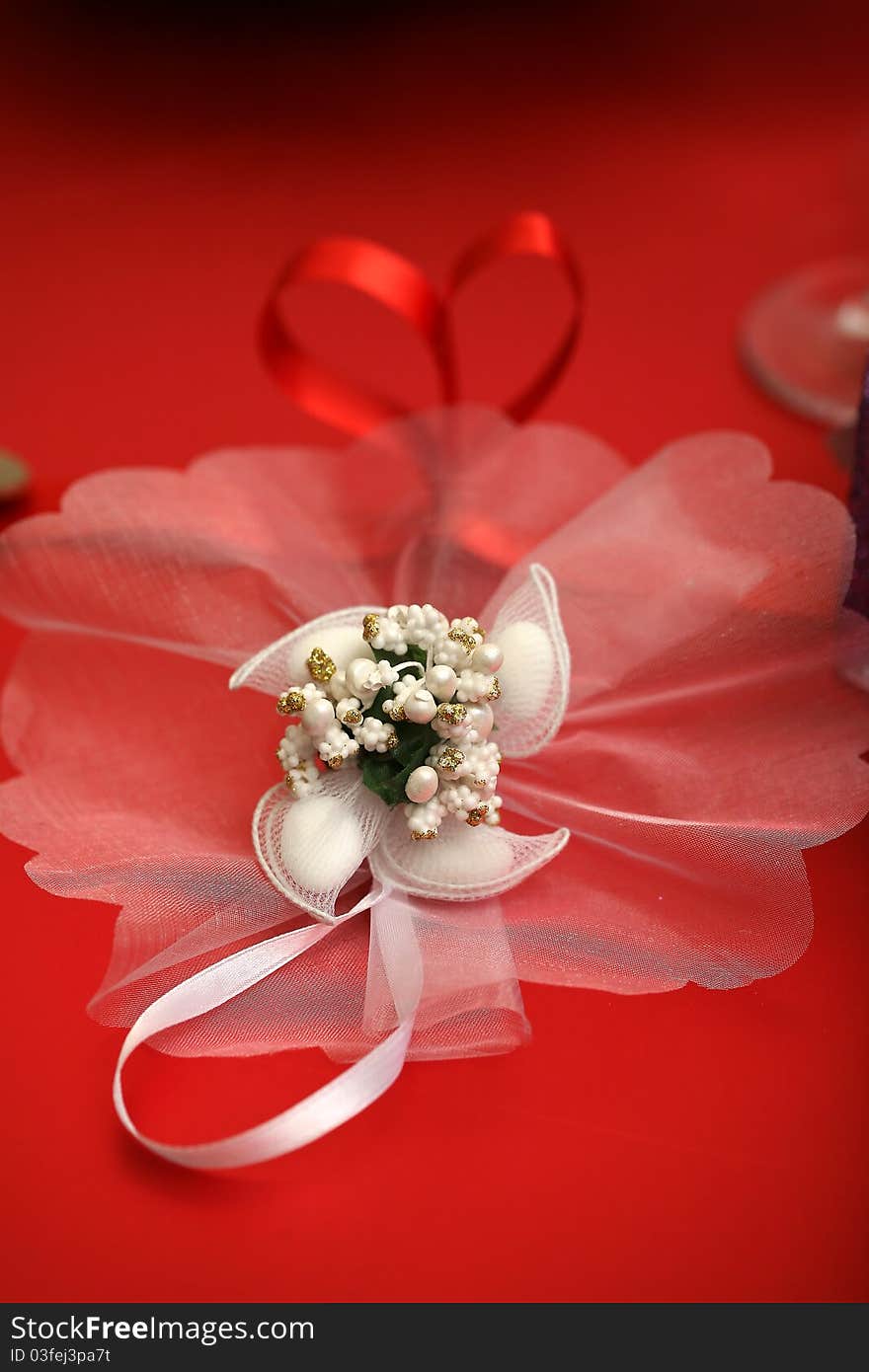 Wedding rings and red background. Wedding rings and red background