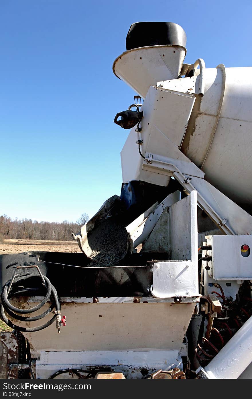 A concrete pumper on the building site