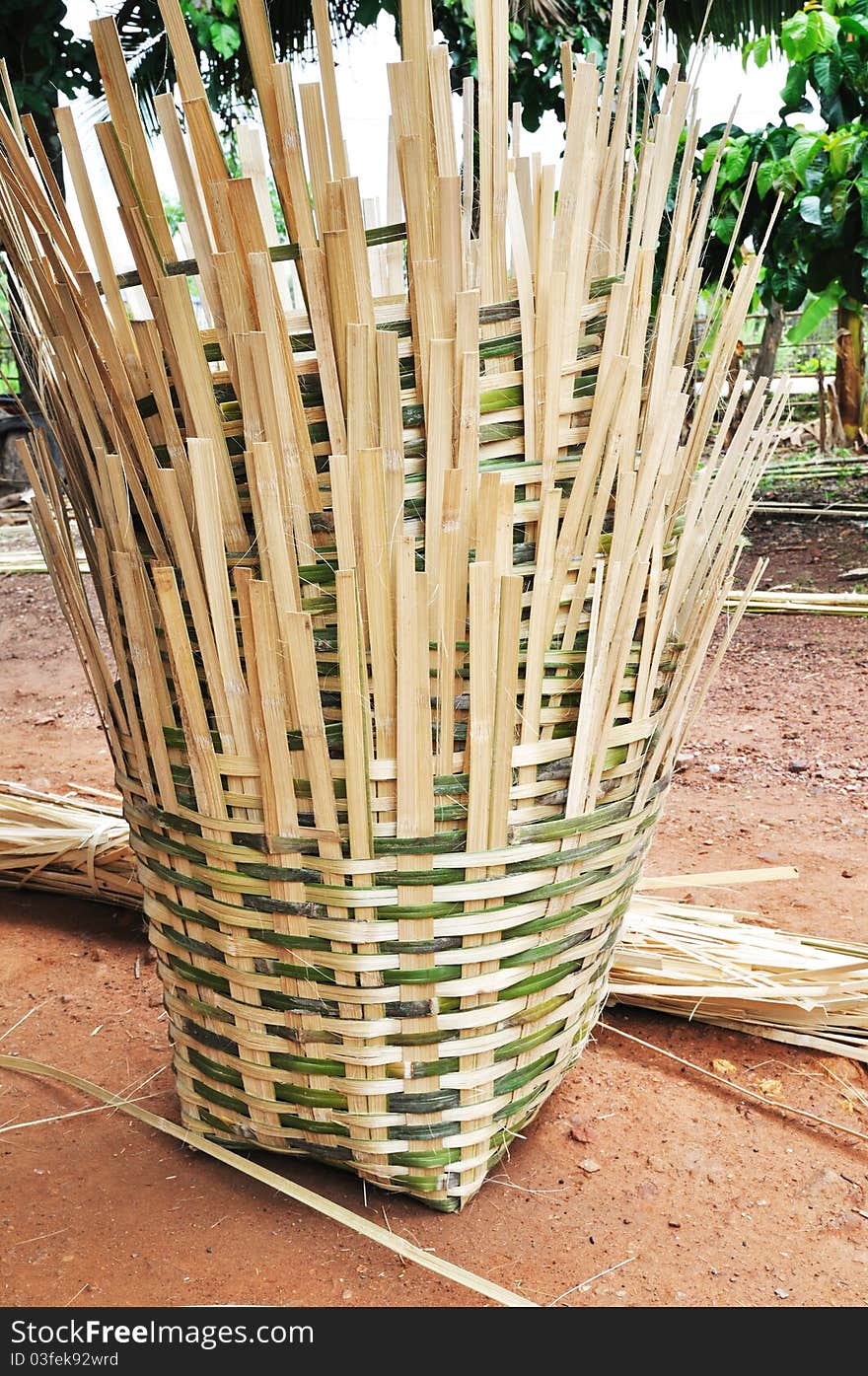 Bamboo basket is the handicraft of rural people in prayao province the northen of thailand