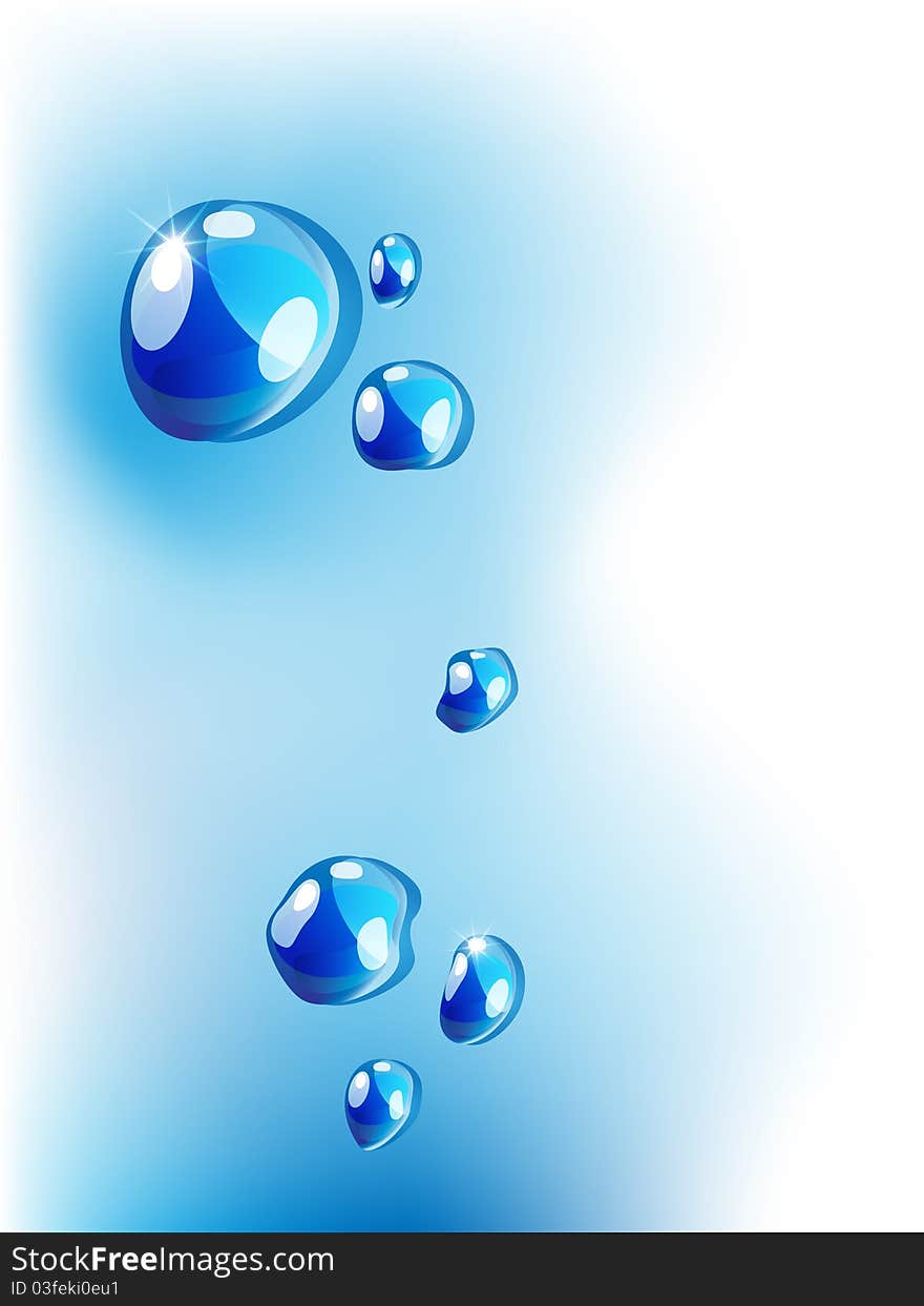 Vector blue background with water drops. Vector blue background with water drops