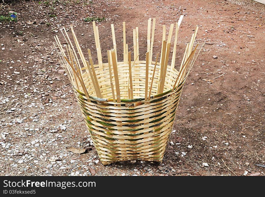 Bamboo basket is the handicraft of rural people in prayao province the northen of thailand