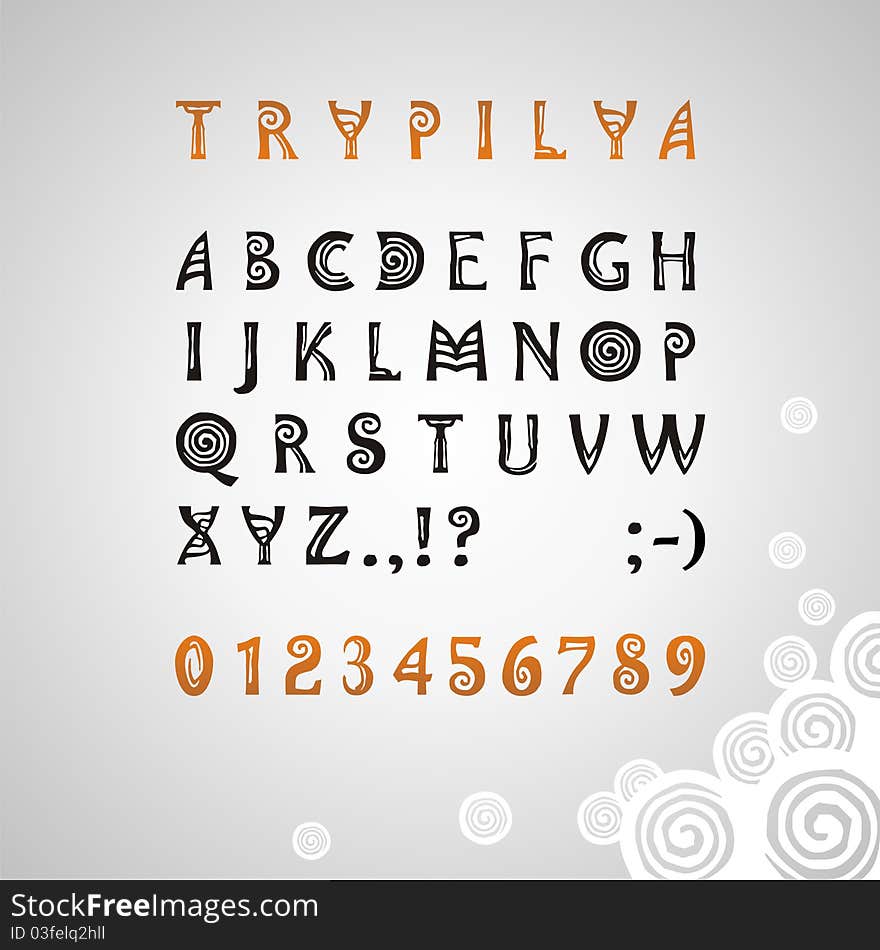 Font based on the Tripoli ornament. Font based on the Tripoli ornament