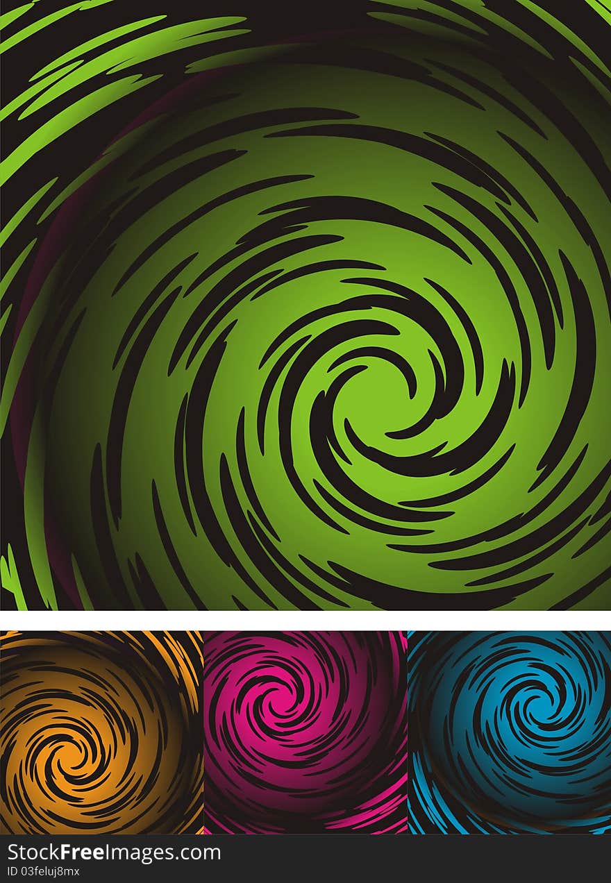 Bright background with a colored stylized swirl