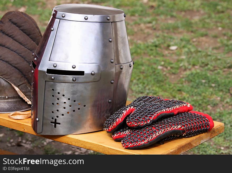 Equipment medieval´s knight, protection clothing. Equipment medieval´s knight, protection clothing