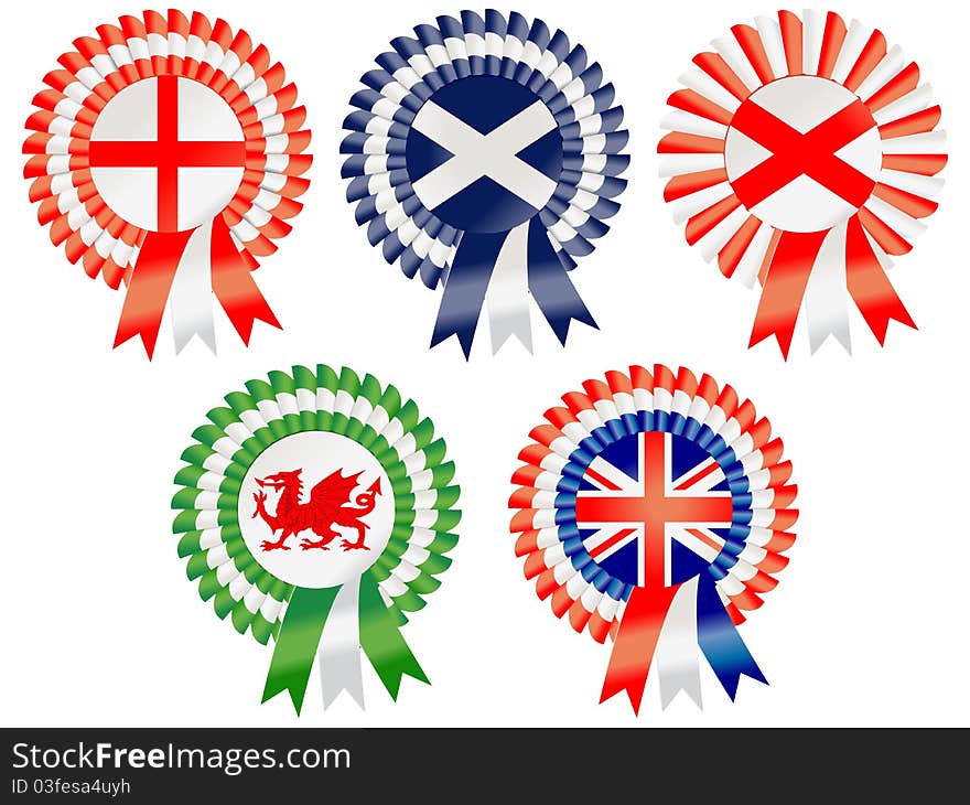 Rosettes to represent United Kingdom of Great Britain and Northern Ireland. Rosettes to represent United Kingdom of Great Britain and Northern Ireland