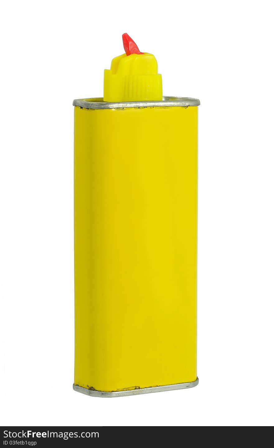 Yellow aluminum can with a retractable spray nozzle, for storing oil, lubricant or flammable fluid. Yellow aluminum can with a retractable spray nozzle, for storing oil, lubricant or flammable fluid.