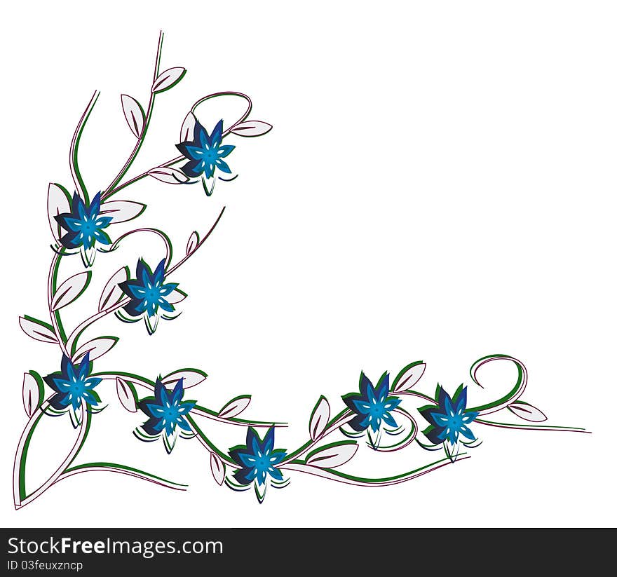 White background with blue flowers