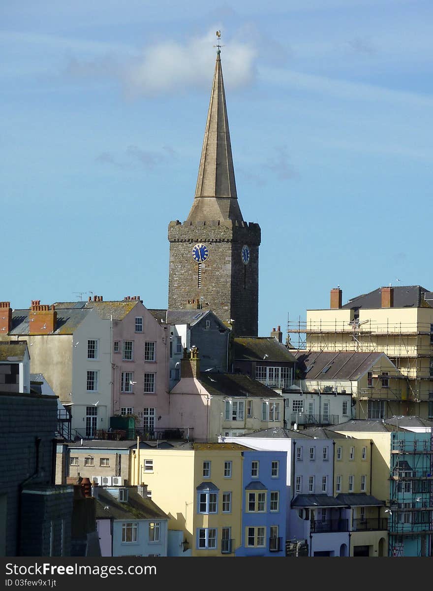 A view of St Marys Church in Tenby Wales. A view of St Marys Church in Tenby Wales.