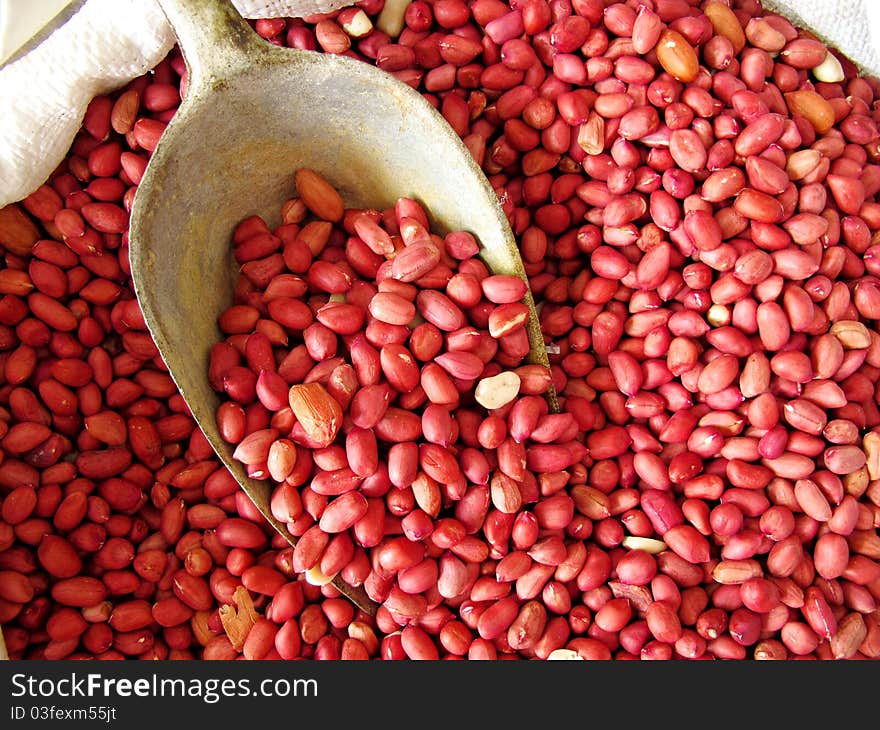 Peanuts on a market