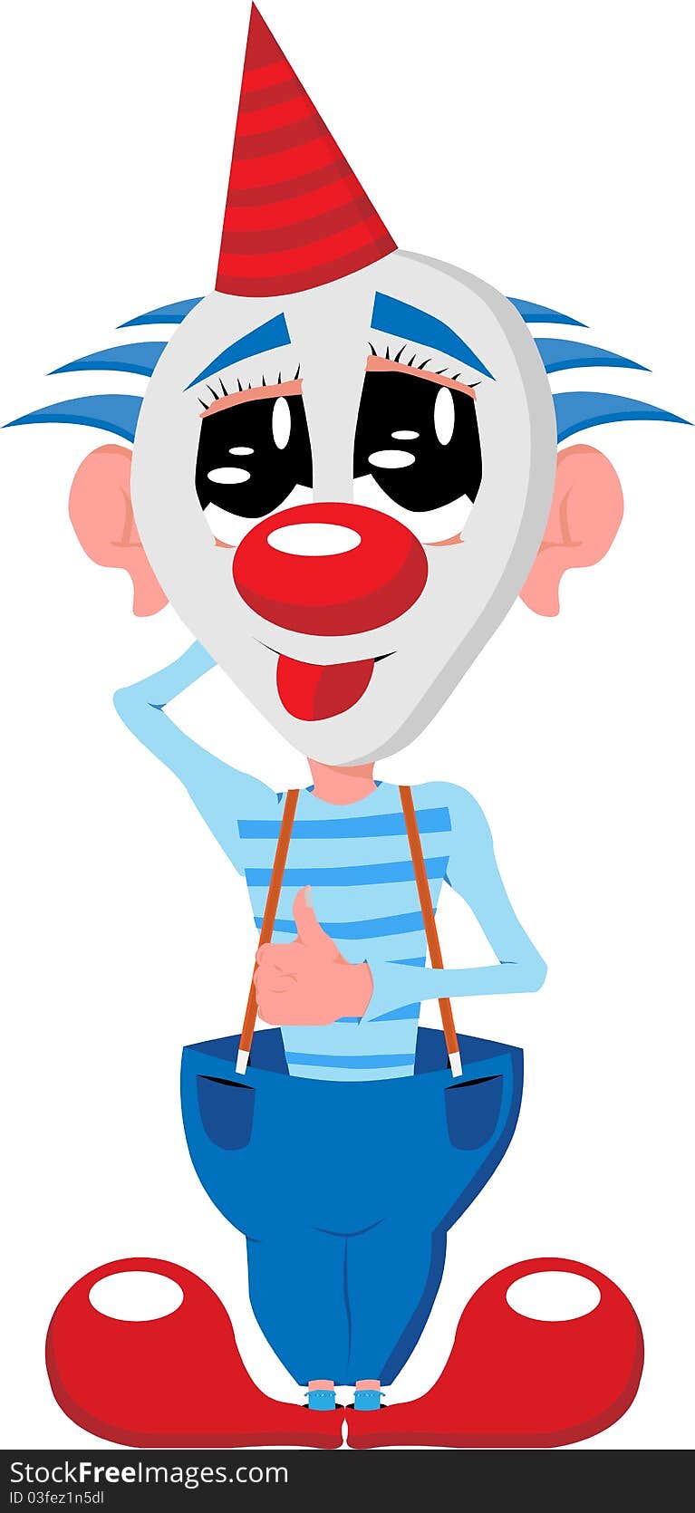 The funny cartoon clown on white background