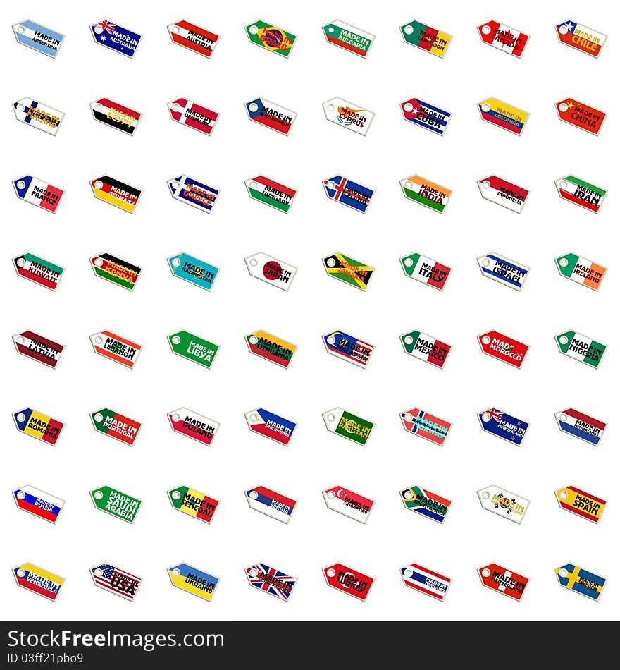 Set of labels in national colors