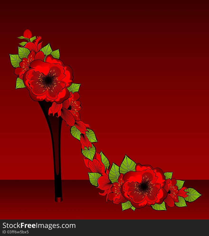 High heel from beautiful flowers,illustration