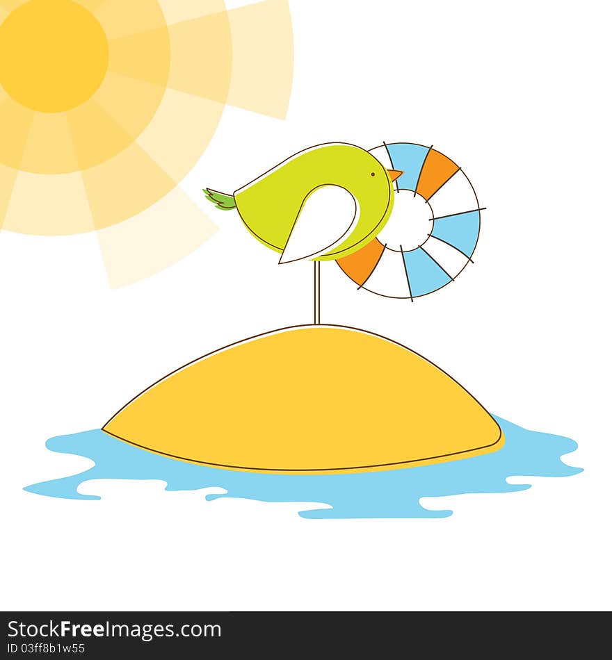 Bird in island on isolated background. Vector Illuatration. Bird in island on isolated background. Vector Illuatration