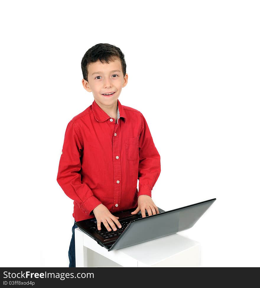 A young child learning happy in your laptop