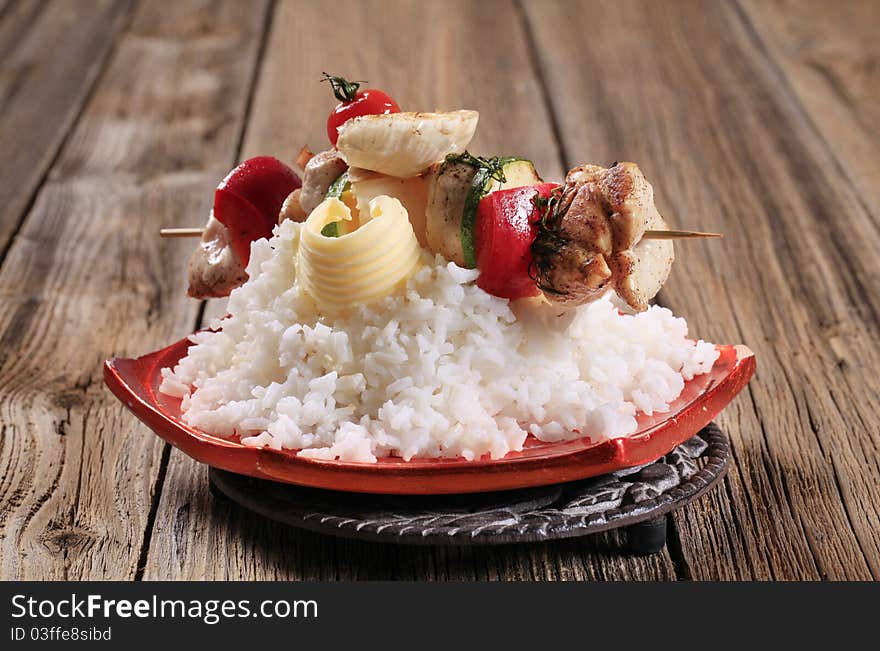 Chicken Shish Kebab And Rice