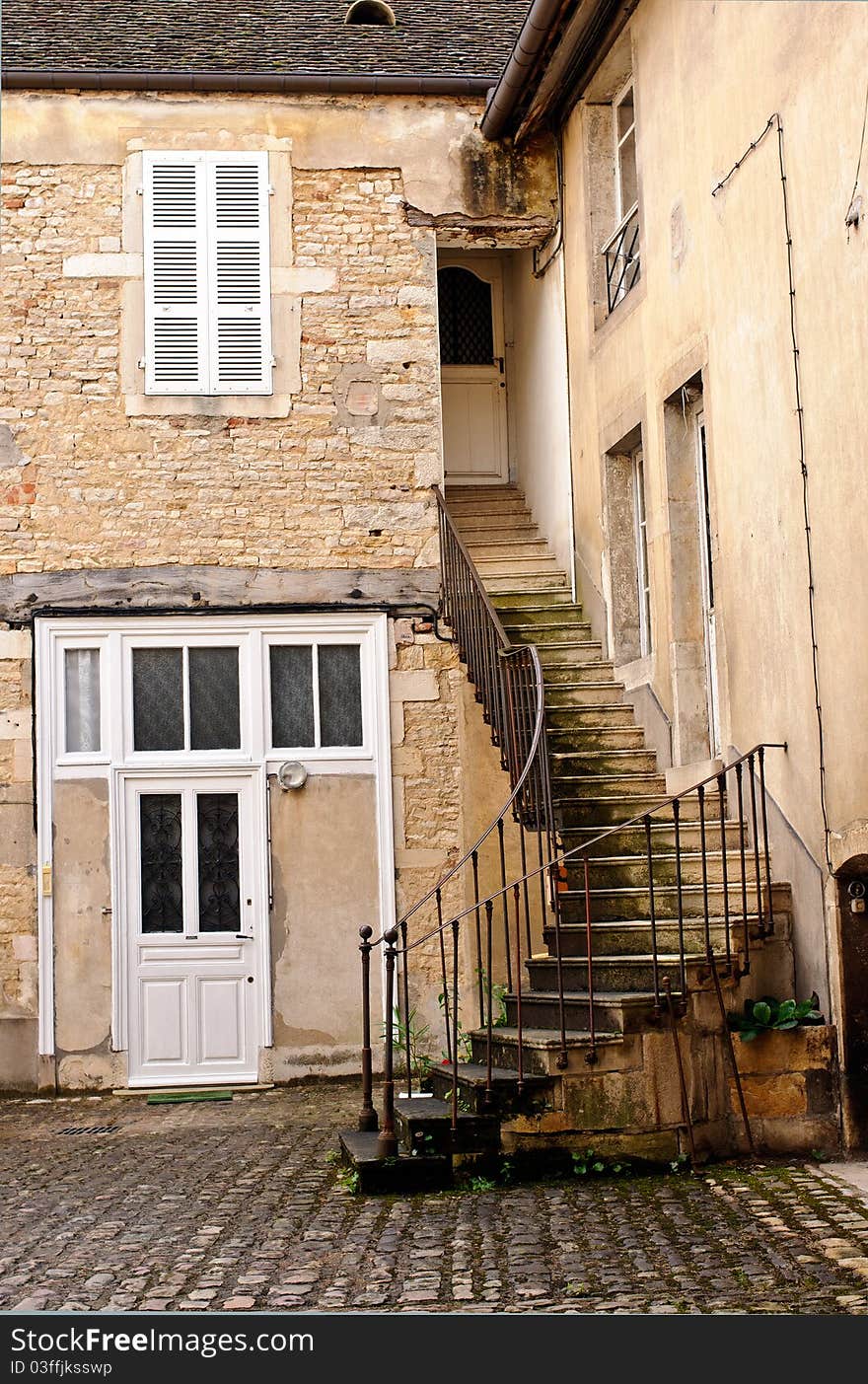 Steps Leading to an Apartment in Beaune, France. Steps Leading to an Apartment in Beaune, France