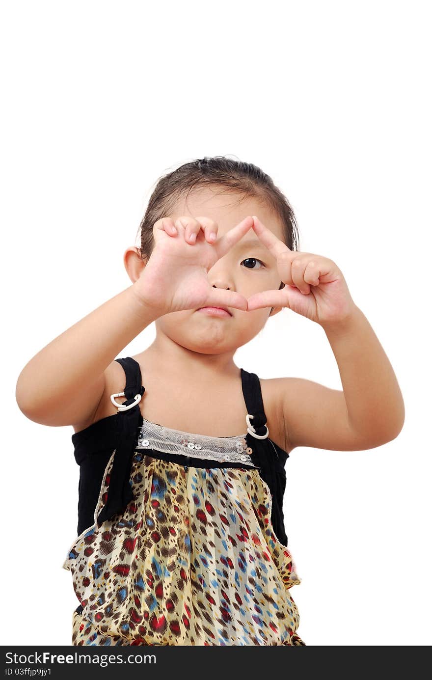 Closeup image of a dreaming beautiful little girl