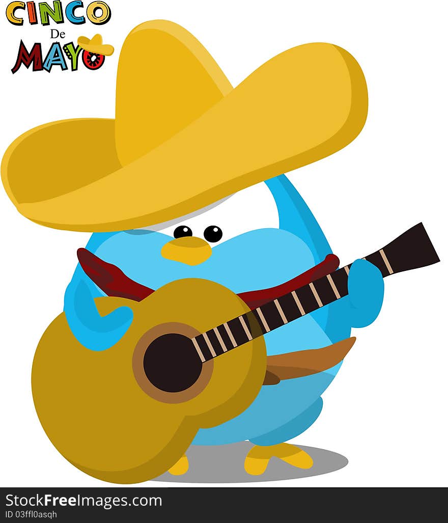 Cute Cartoon penguin playing guitar. Cute Cartoon penguin playing guitar