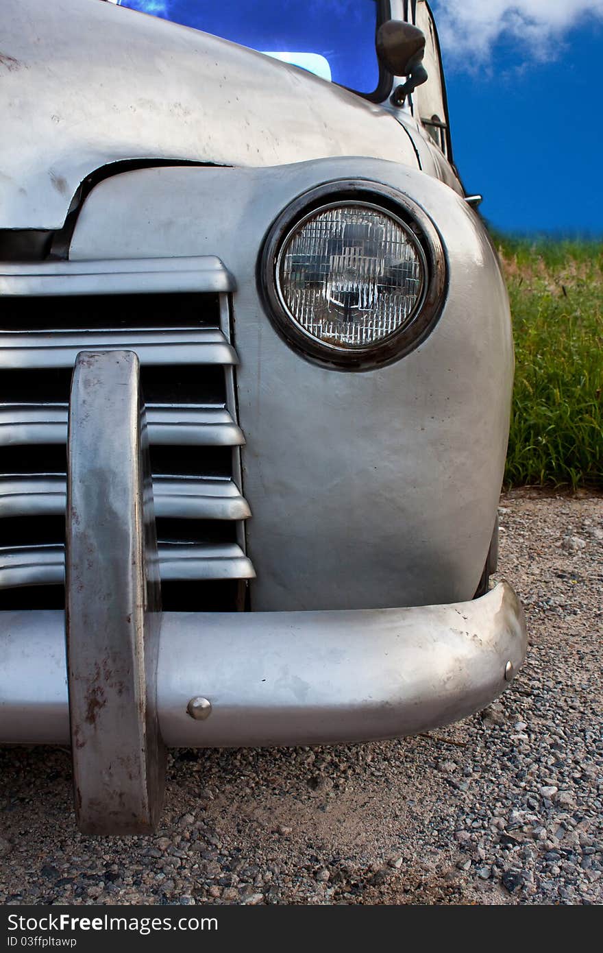 Closeup of headlight of old car. Closeup of headlight of old car