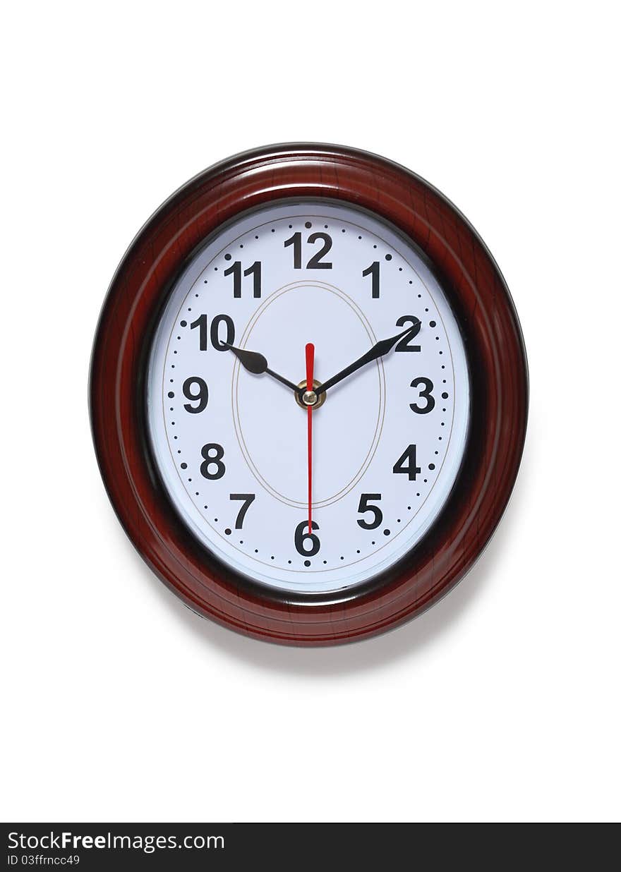 Closeup of nice modern clock isolated on white background with clipping path