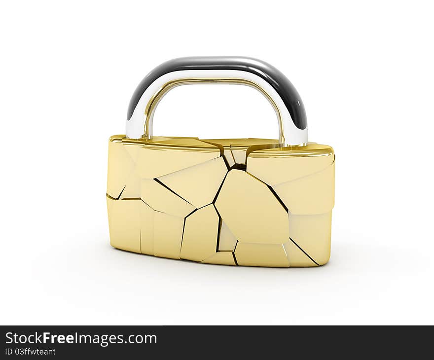 Broken padlock. Image generated in 3D application. High resolution image.