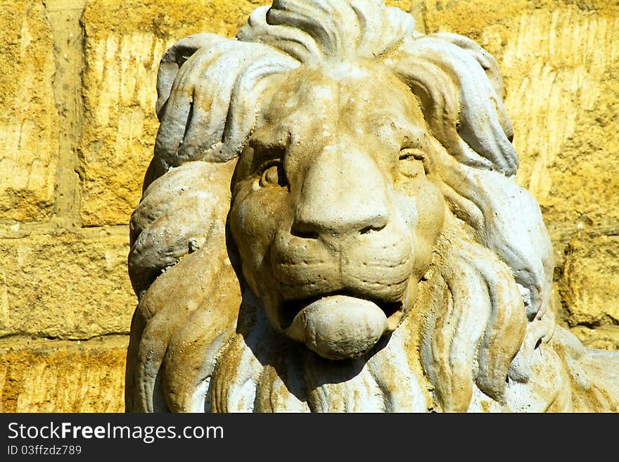 View of a sculpture of a lion